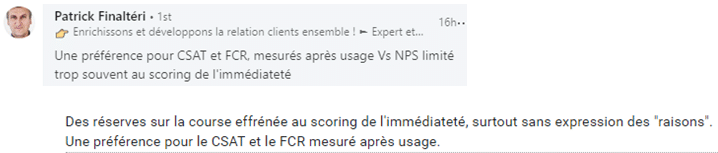 Patrick Finaltéri - Consultant - Réaction article NPS